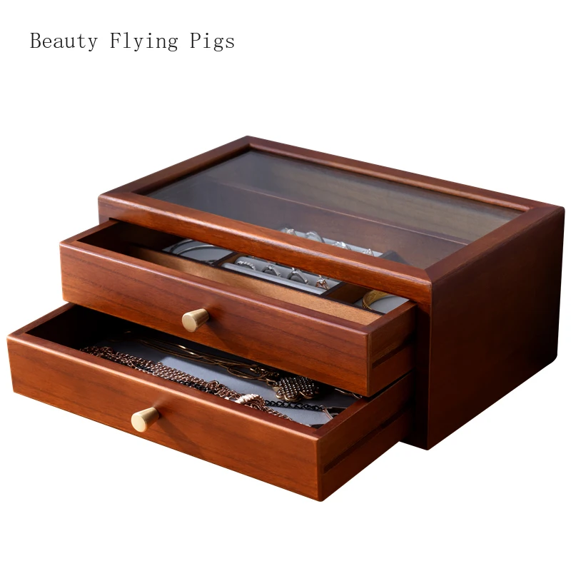 

Direct selling new classic wood princess jewelry earrings ring bracelet necklace storage box cosmetic lipstick storage box