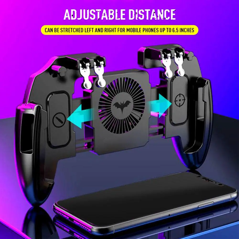 

Six Finger Six Finger Controller Gamepad Joystick with Cooler For PUBG Mobile JoyStick Controller Turnover Button HandleTrigger