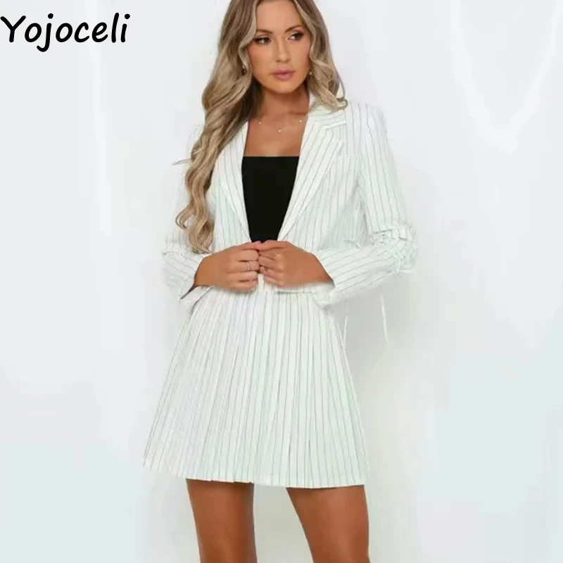 Элегантная женская юбка Yojoceli в полоску для вечевечерние осенняя короткая