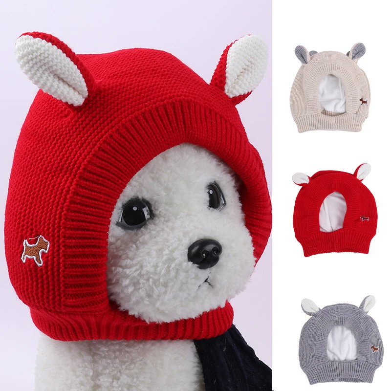 

Pet Knitted Rabbit Hat Autumn Winter Warm Pet Headgear Comfortable Soft Elastic Anti-Pilling Pet Supplies Gorro Perro