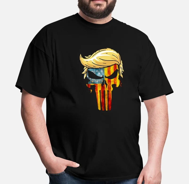 

Мужская футболка с изображением черепа со знаковым флагом Трампа