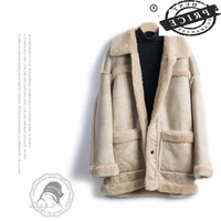 thick warm 100 suede real fur coat female vintage winter coat women clothes 2021 slim long wool liner jakcet hiver 12036