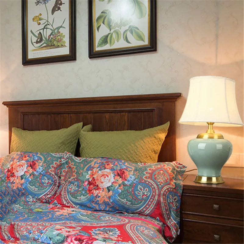 Керамическая Настольная лампа в китайском стиле для спальни гостиной фойе