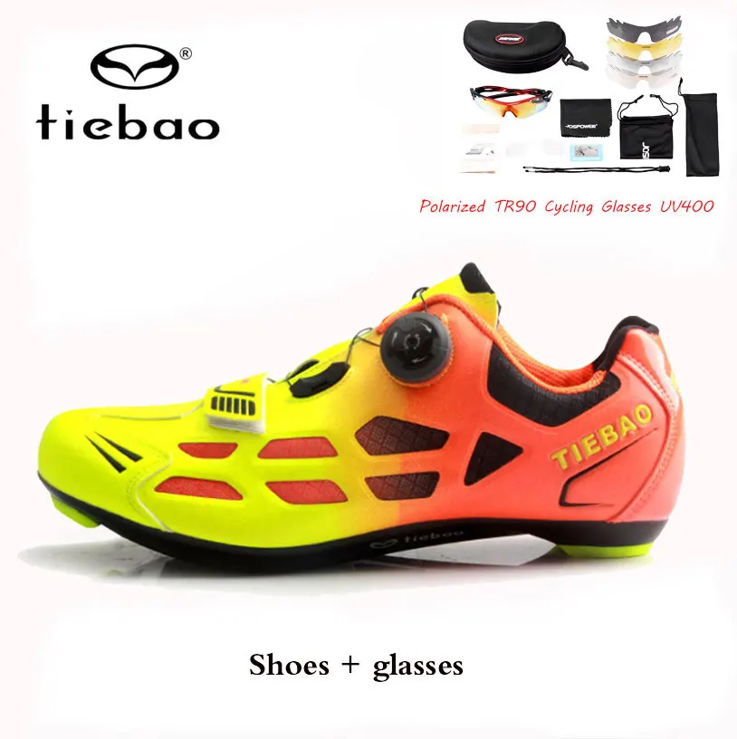 Yellow combination Tiebao/Мужская обувь для езды на велосипеде; Нескользящая дышащая велосипедная обувь; спортивные гоночные кроссовки; обувь для велосипеда; Zapatillas Ciclismo - Цвет: Yellow combination