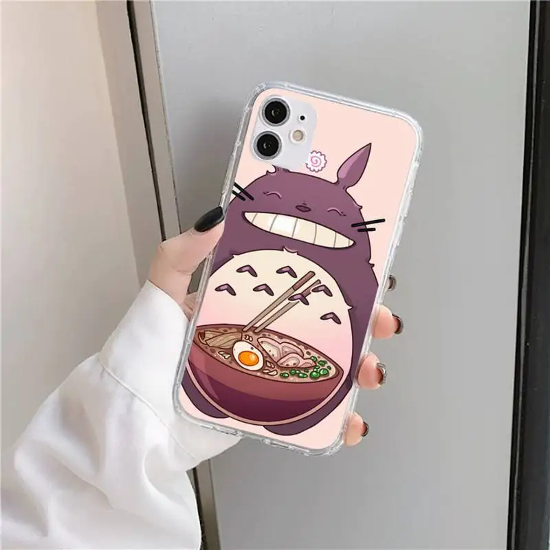 

Anime Kaonashi Cute Totoro Phone Case Transparent for iPhone 11 12 mini pro XS MAX 8 7 6 6S Plus X 5S SE 2020 XR