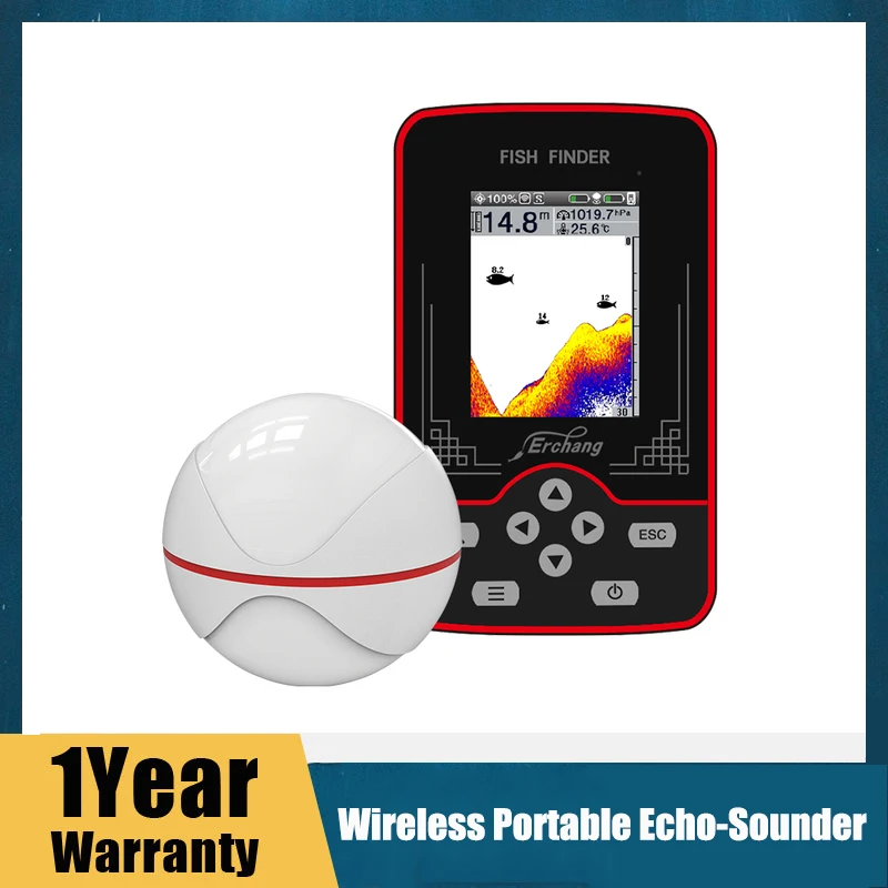 Эхолот Erchang беспроводной портативный с цветным ЖК-дисплеем и датчиком давления |