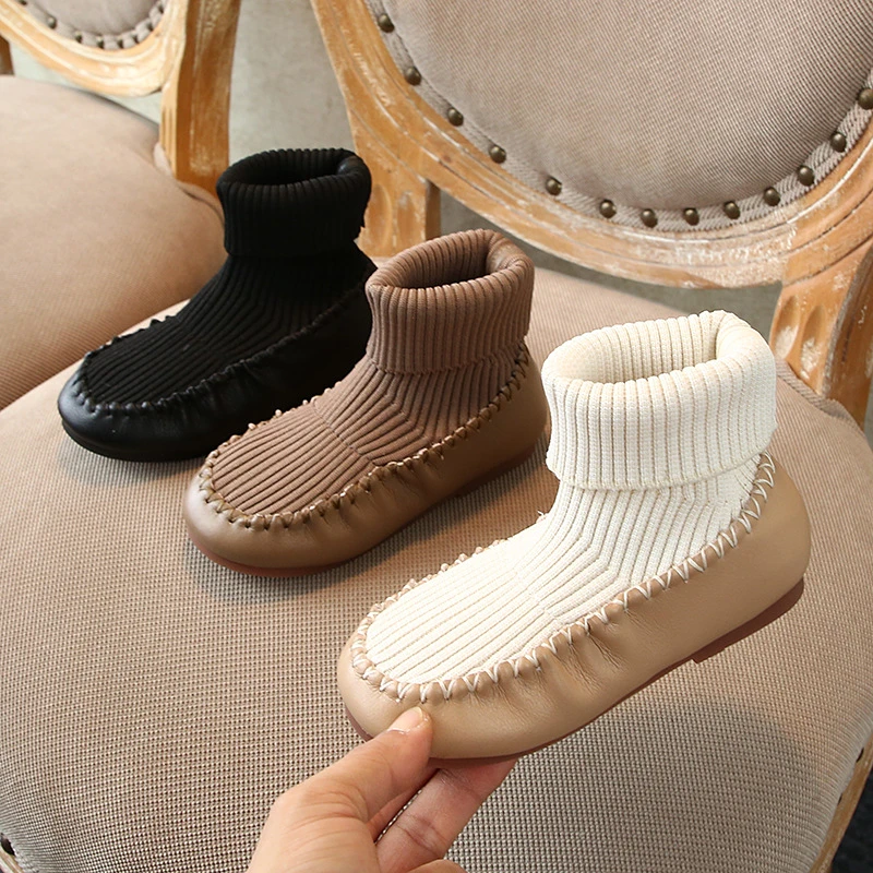 CNFSNJ/2019 г. Новые осенне-зимние ботинки с эластичными рукавами для мальчиков