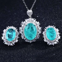 vintage 925 sterling silver paraiba tourmaline green gemstone earrings pendants necklace wedding party jewelry sets for women