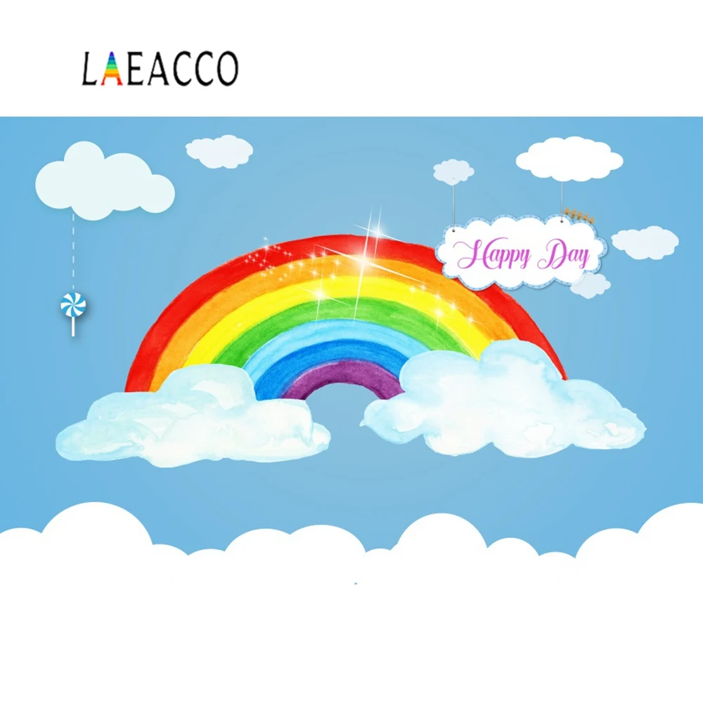 Laeacco Радуга фоны для фотосъемки ребенка день рождения облако блестящая Звезда обои плакат фото фоны фотостудия