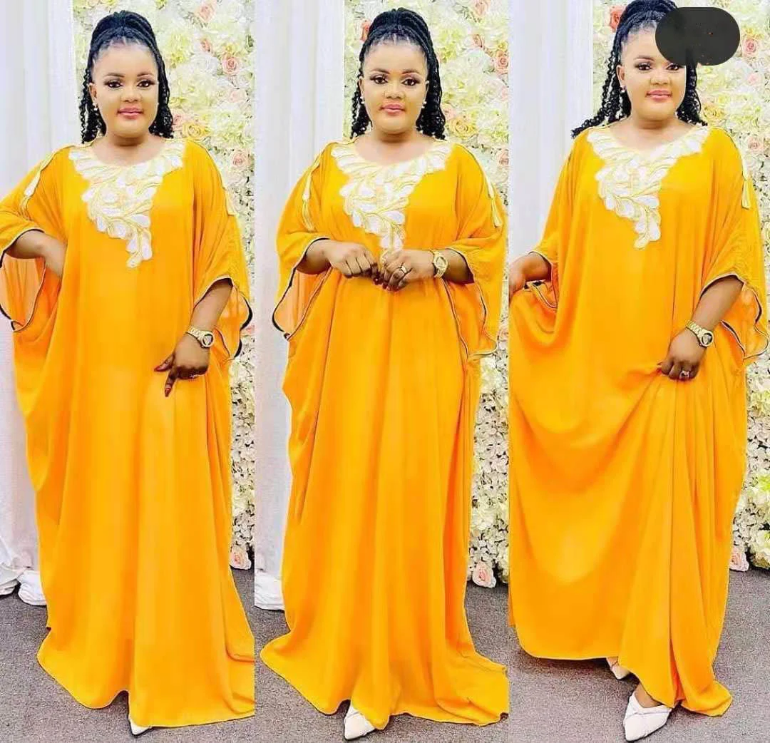 

Африканская Дашики Женская мода абайя стильная шифоновая ткань Свободное длинное платье свободный размер + внутри