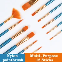 12 pcs set artist nylon paint brush professional watercolor acrylic wooden handle painting brushes art supplies stationery