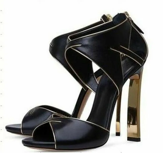 Сандалии женские кожаные с открытым носком босоножки на высоком каблуке