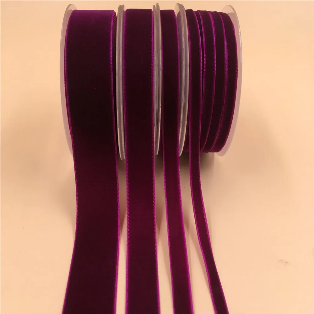 

6/9/16mm Single Face Fuchsia Velvet Ribbon for Handmade Gift Bouquet Wrapping Supplies Home Party Decoration ChristmasTape