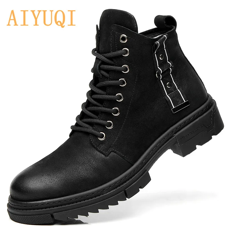 

AIYUQI Martin Boots Men Autumn 2021 New Genuine Leather British Style Tooling Shoes Men Desert Wolf Boots Men Trend