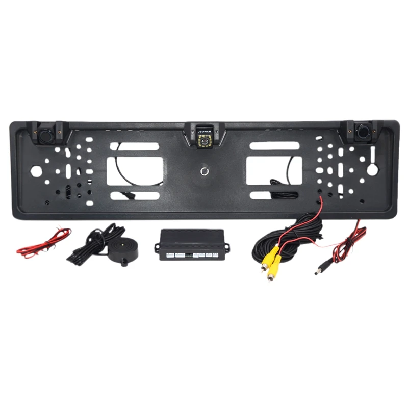 

HD rearview camera car European license plate frame camera Light 12 LED 170 backup reverse camera IR with 2 parking sensor