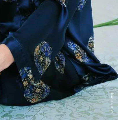 Men's Pajamas Set 100% Pure Silk Men Lounging Wear Floral Sleepwear Size L XL XXL