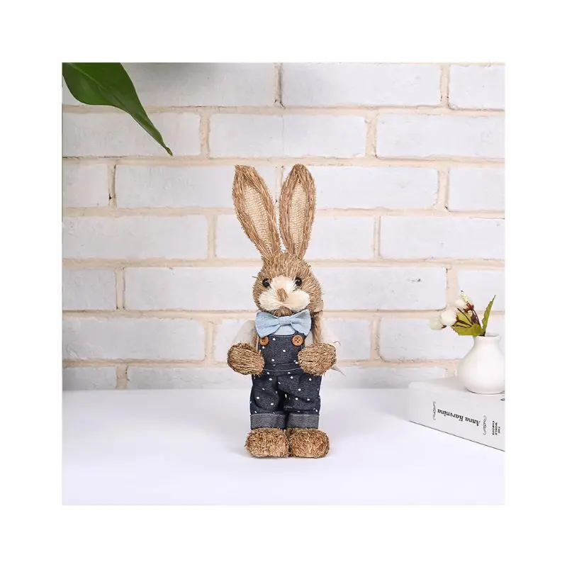 

Cute Straw Rabbit Bunny Easter Decorations Holiday Home Garden Wedding Ornament Photo Props W0YF