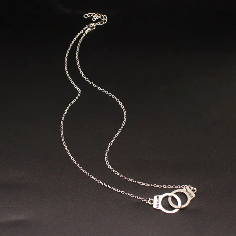 Модное ожерелье с подвеской наручниками длинная металлическая цепочка в уличном