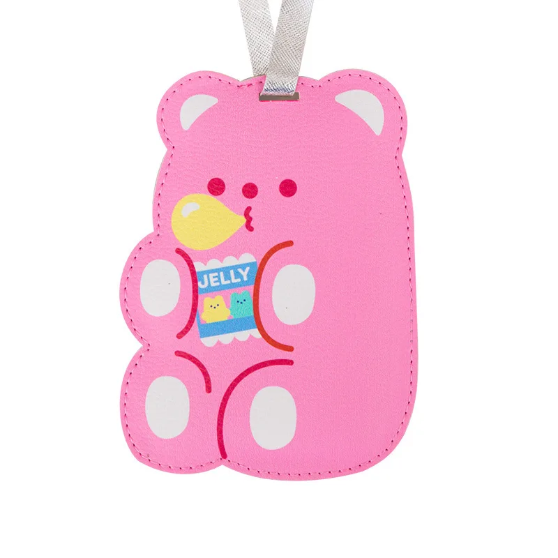 

Hologram Bear Travel Luggage Tag Cartoon Leather Label Candy Suitcase Name ID Address Tags Boarding Tags Travel Accessory