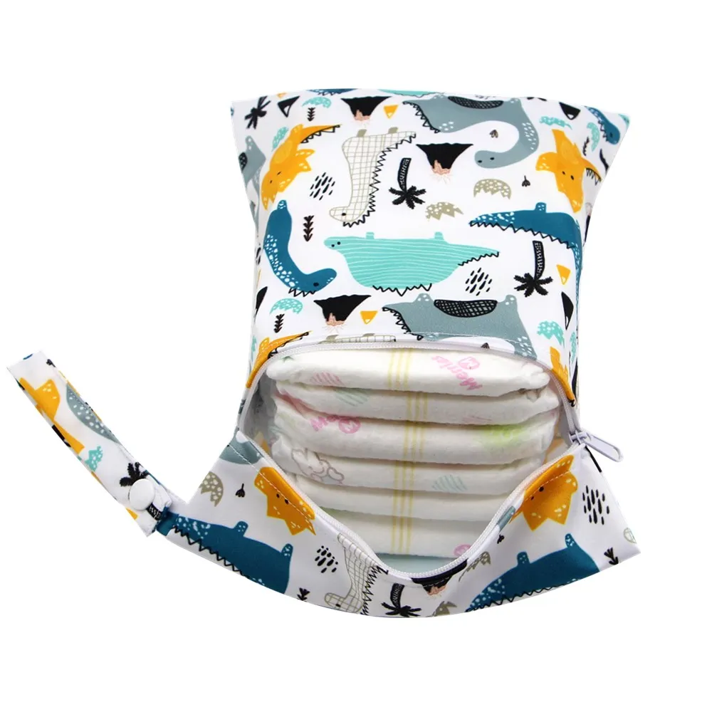 

Waterproof Wet Bag Baby Cloth Diaper Bags Travel Wet Dry Bags Wholesale Zipper Reusable Baby Nappy Rubbish Wet Bag 20x25cm