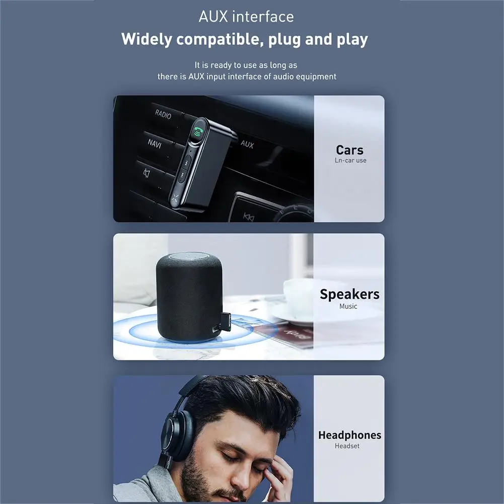 Автомобильный bluetooth ресивер 5 0 беспроводной 3 мм Aux Jack стереоадаптер музыкальные