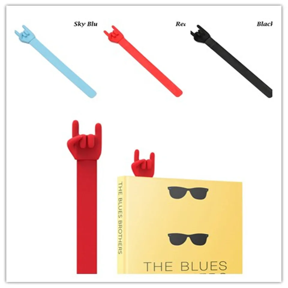 

1pcs Fashion Simple Creative Rock Gesture Music Bookmark Silicone Finger Book Marker Office Supply Student school supplies