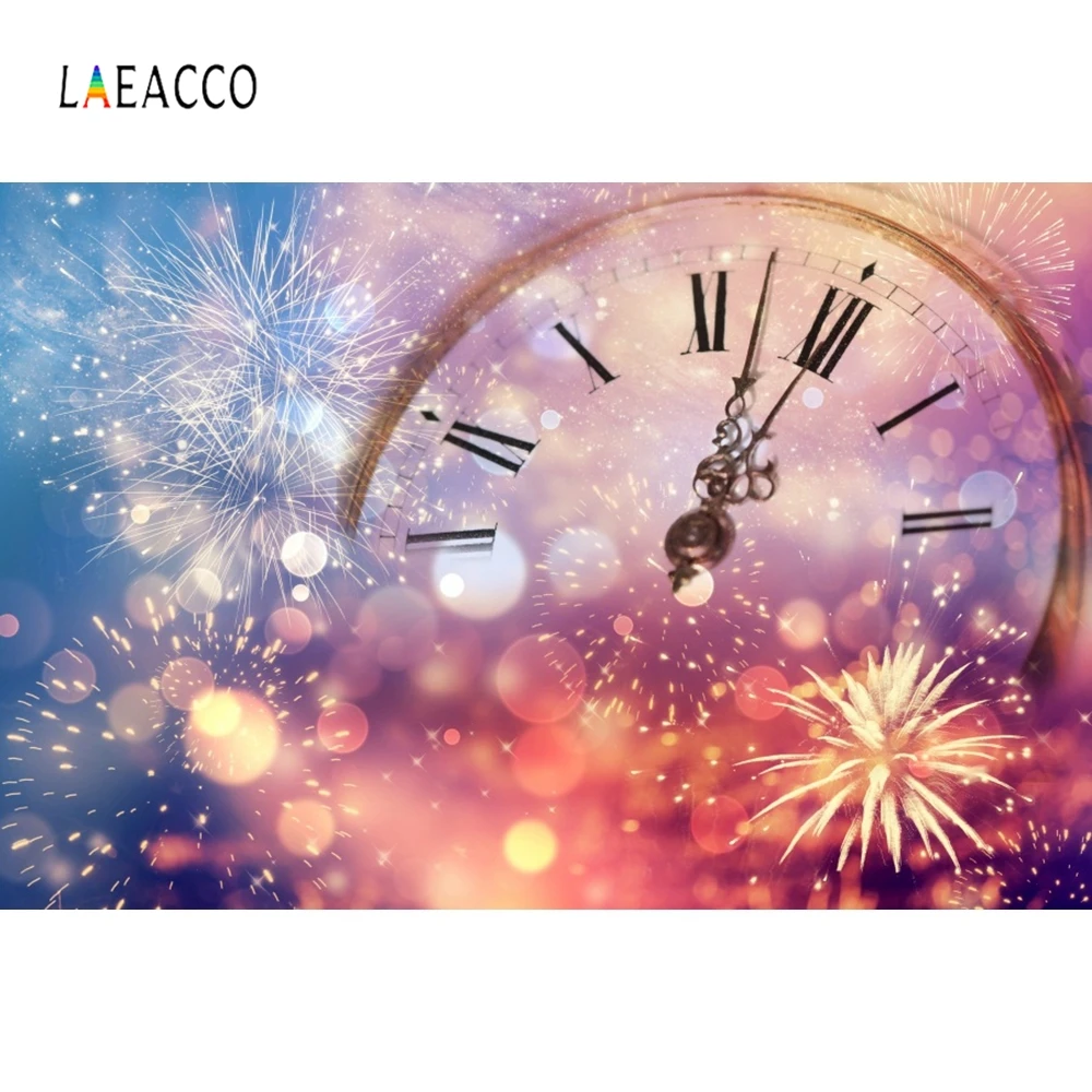 Laeacco Wine Glasses Clock Light Bokeh New Year Party Photography Backgrounds Customized Photographic Backdrop For Photo Studio |