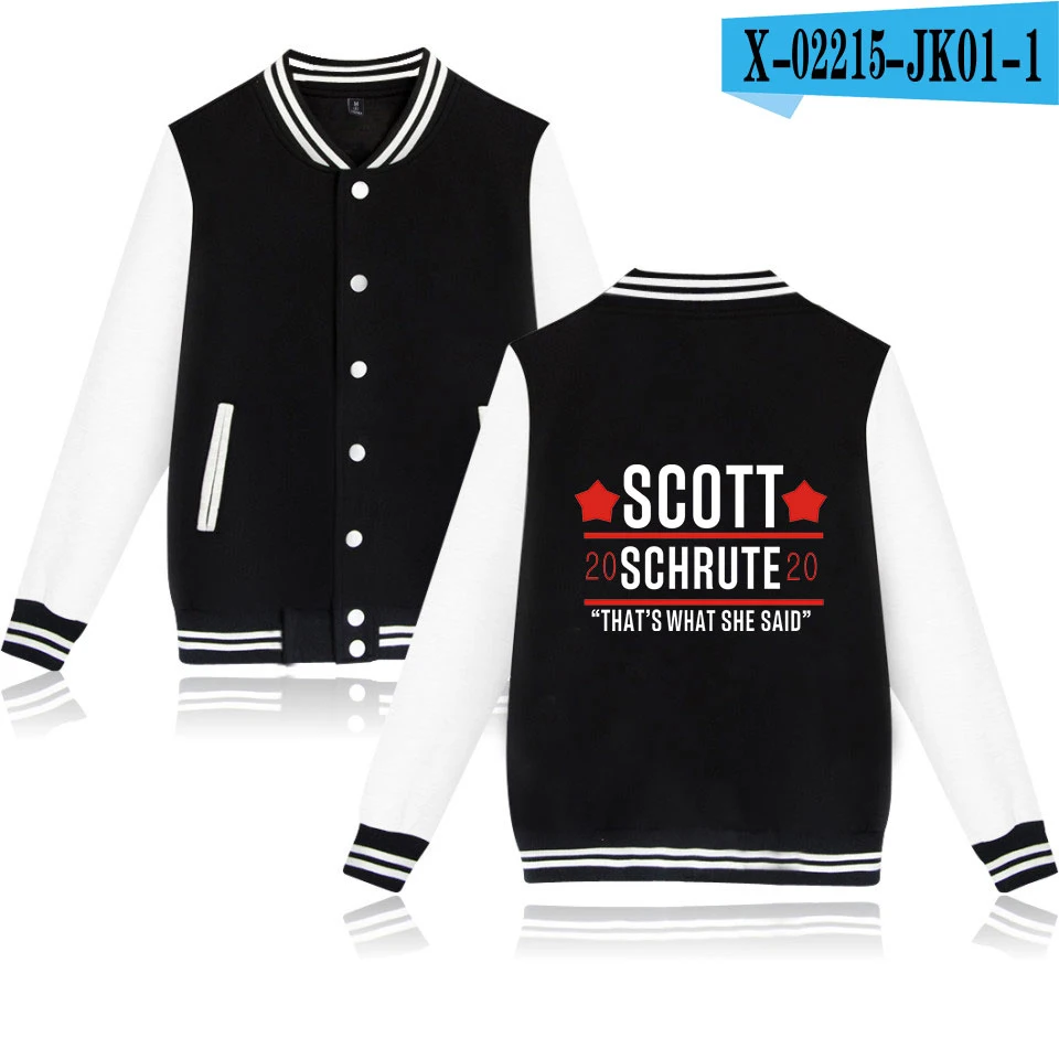 

The Office TV Show Dunder Mifflin Baseball Jackets Women/Men's Long Sleeve Jacket Casual Streetwear 2021 springCasual coat