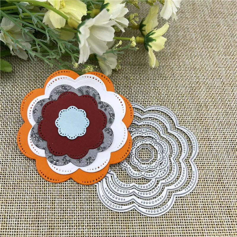 7pcs New Flower Shape Metal Cutting die keychain shaker Heart Paper Key Chain Scrapbook Craft Card Punch Art Knife Cutter |