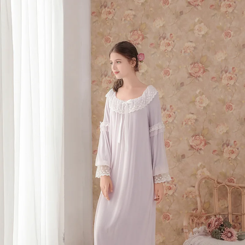 Новинка женская одежда для сна Женская хлопковая ночная рубашка с длинными