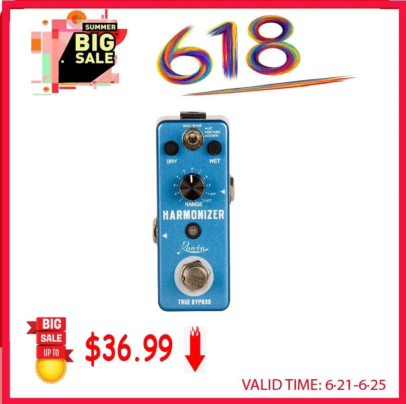 

Rowin LEF-3807 Guitar Harmonizer Pedal Digital Pitch Effect Pedals Original Signal To Create Harmony/Pitch Shift/Detune
