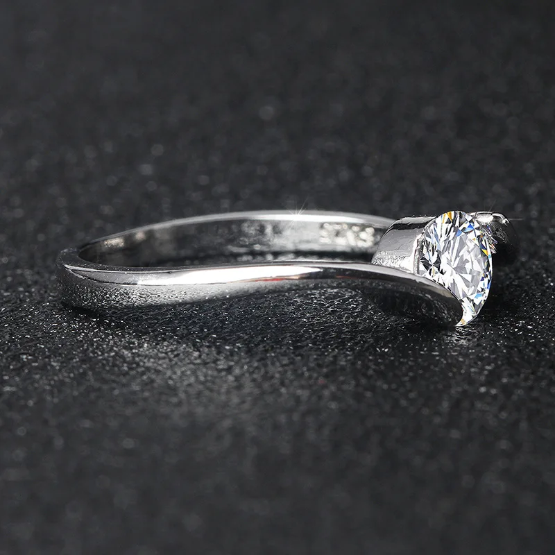 925 Anillos серебряные Простые Модные кольца со стразами для женщин Сияющие AAA