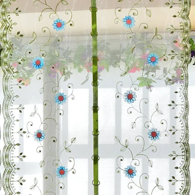 Blue flowers tulle Органза вышивка узор воздушный шар в виде цветка занавески тюлевые занавески, занавески для кухни спальни гостиной декоративные окна - Цвет: Blue flowers tulle