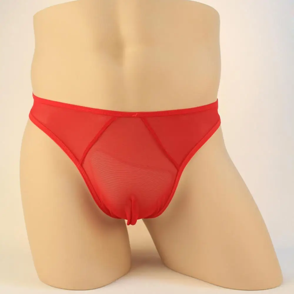 

Sexy Adult Men Cotton Bulge Pouch See-through Thong G-String T-back Underwear