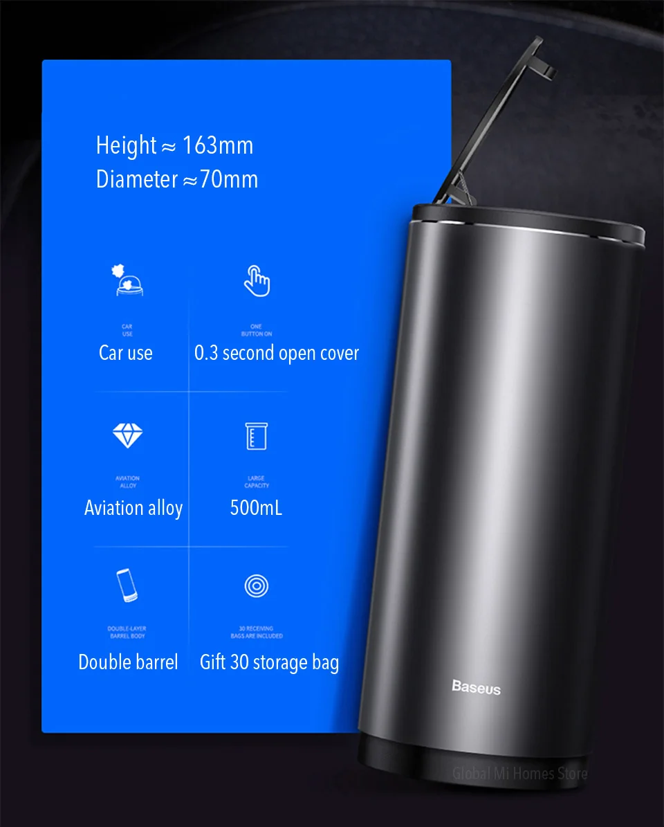 Xiaomi Youpin BASEUS автомобильный мусорный бак планшет Авто Органайзер сумка для хранения автомобиля мусорный ящик, мусорная корзина пепельница аксессуары в автомобиле