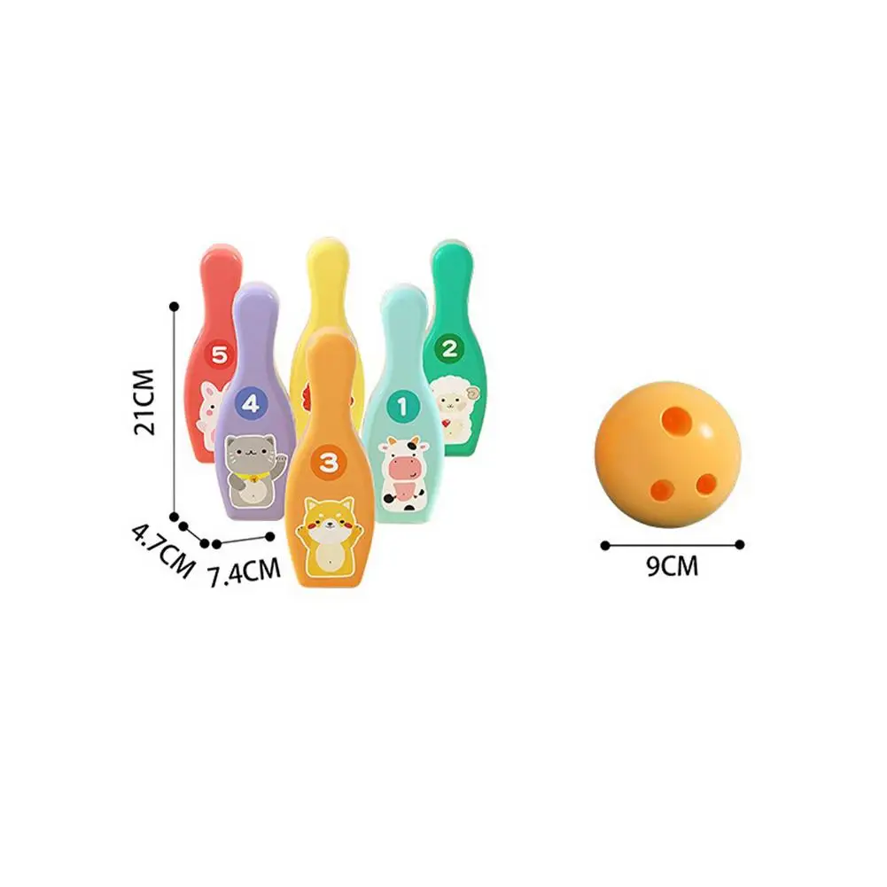 Colorful Wooden Bowling Ball Kid Toy 6 Bowling Pin 1 Ball Set Fun Family Party Outdoor Game Sport Developing Kids Games images - 6