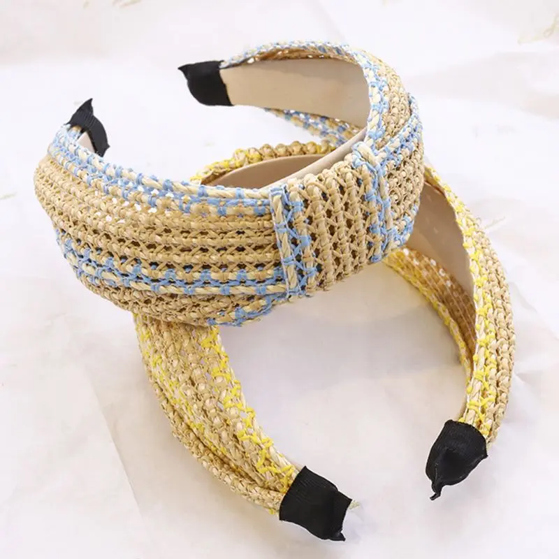 Винтажный Плетеный обруч из соломы для волос ручная работа плетеный крест