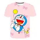 2021 летняя детская футболка Doraemon Детская уличная мода для мальчиков и девочек Kawaii 3D принт Косплей Топы с коротким рукавом рубашка женская