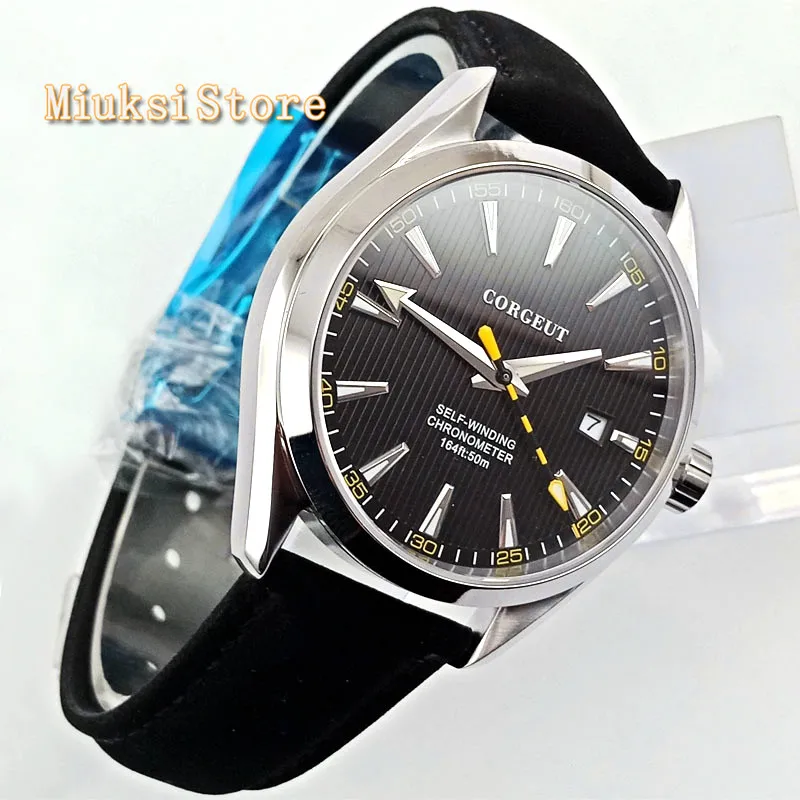 Мужские лучшие брендовые Corgeut 41 мм сапфировые механические часы со стразами