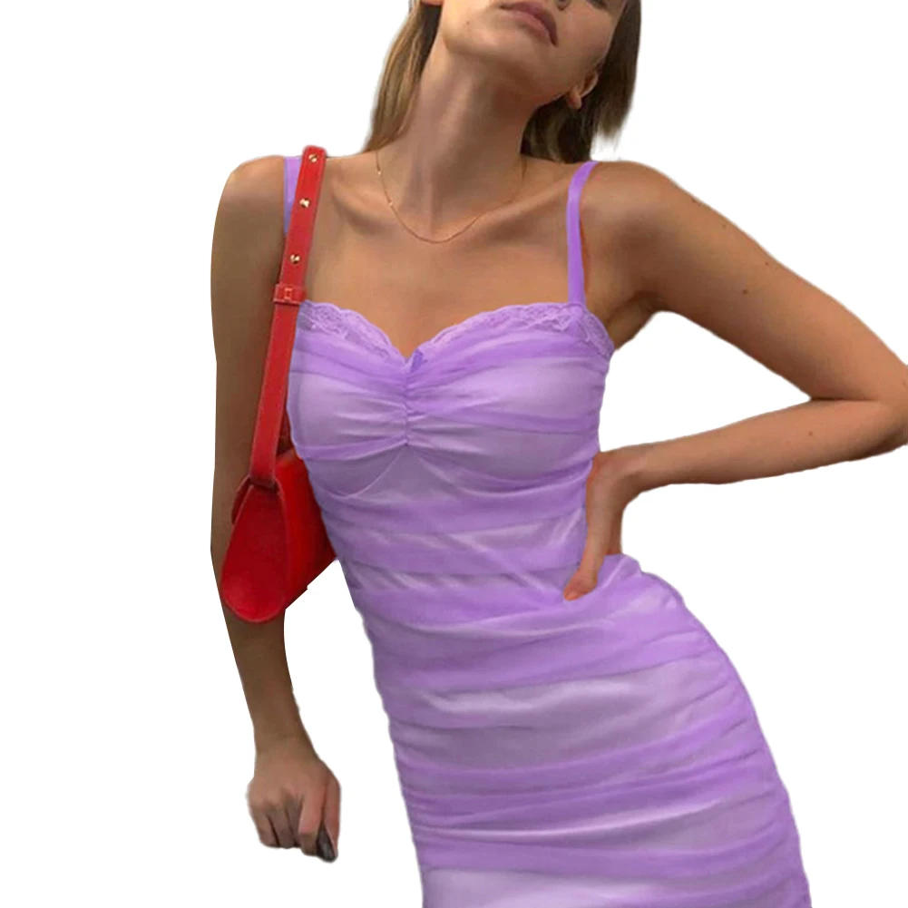 Женское Плиссированное мини-платье кружевное неоново-желтое платье с запахом и