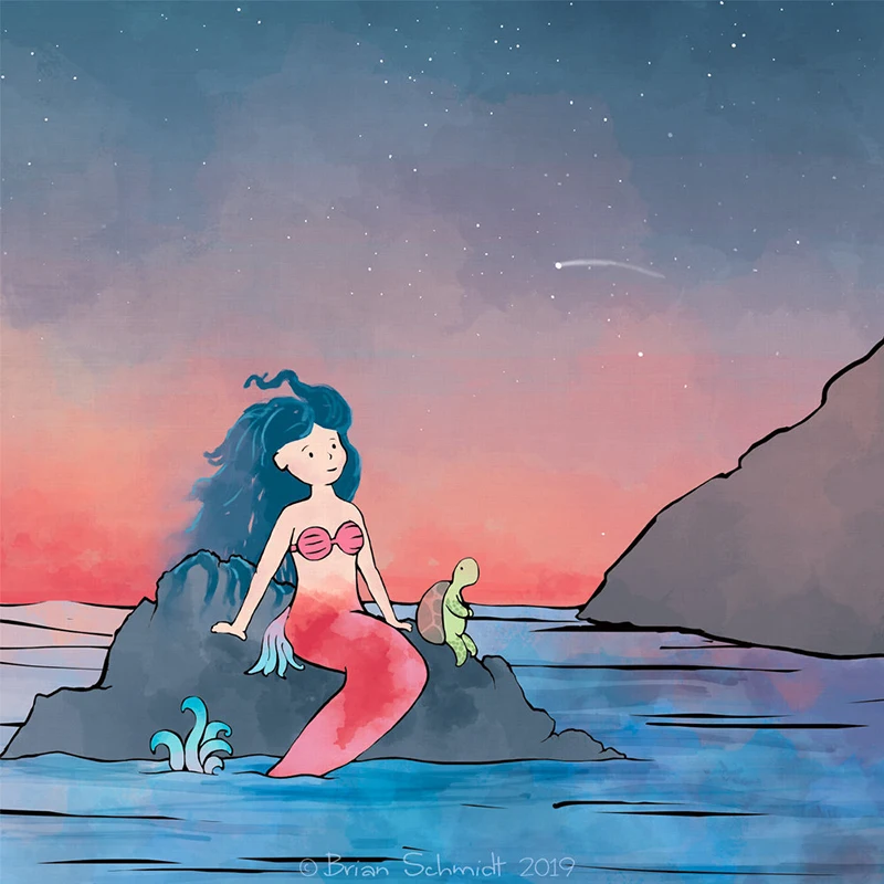 Русалка и стреляющая звезда Художественная печать-Закат Звездные войны с