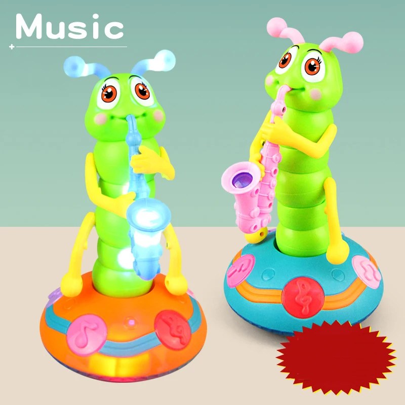 Детский Электрический танцевальный саксофон гусеница со светодиодным фонариком