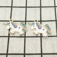10pcs enamel unicorn charm jewelry accessories earring pendant bracelet necklace charms zinc alloy diy finding 27x30mm