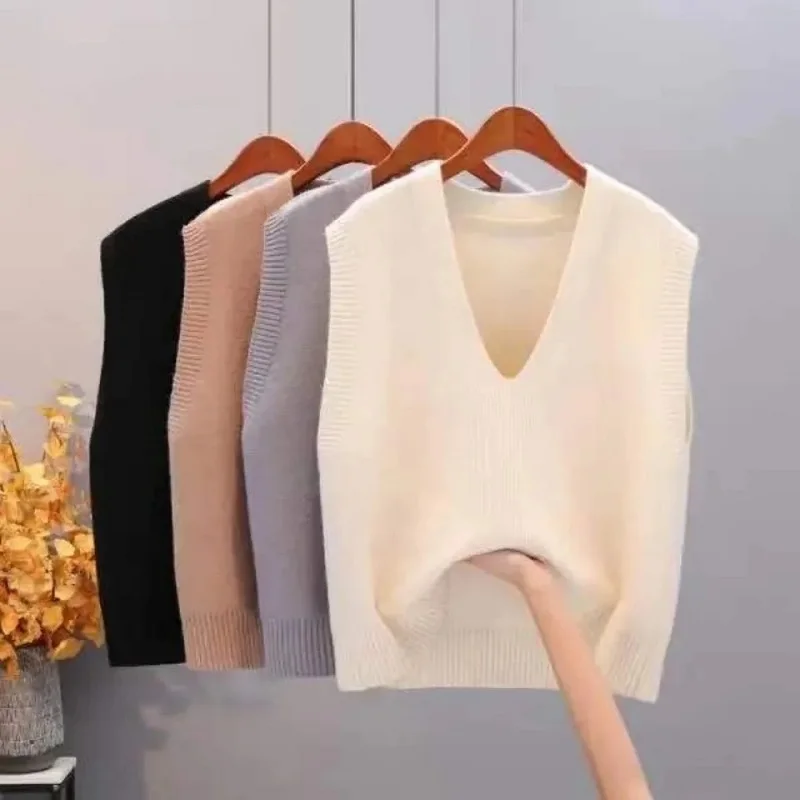 

Spring Knit Waistcoat Loose Pullover Sweater Vest sueters de mujer sleeveless top Ladies sweater oversize y2k cardigan clothes