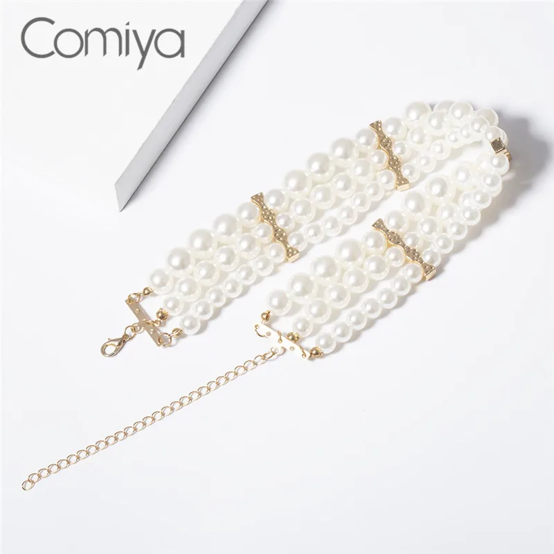 Comiya ожерелье для женщин золотого цвета Colar Gotic модные Многослойные Акриловые жемчужины Collare Feminino Подвески ожерелье s Bijuteria