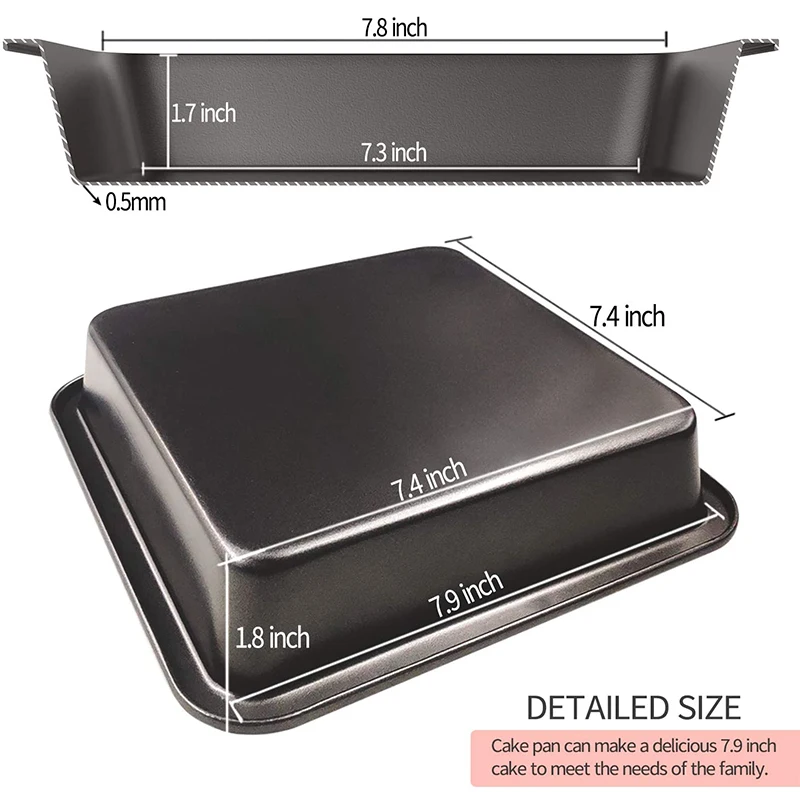 

8 Inch Loaf Pan Rectangle Toast Bread Mold Cake Mold Carbon Steel Loaf Pastry Baking Bakeware DIY Non Stick Pan Baking Supplies