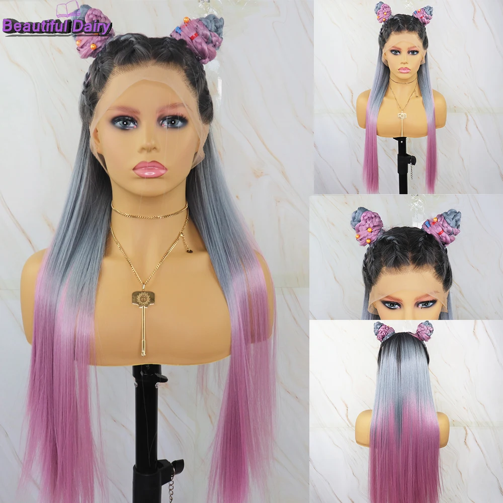 

Beautiful Diary Long Straight Ombre Wigs Futura Wedding Wigs Synthetic Full Lace Wigs For Women Glueless Straight Cosplay Wigs