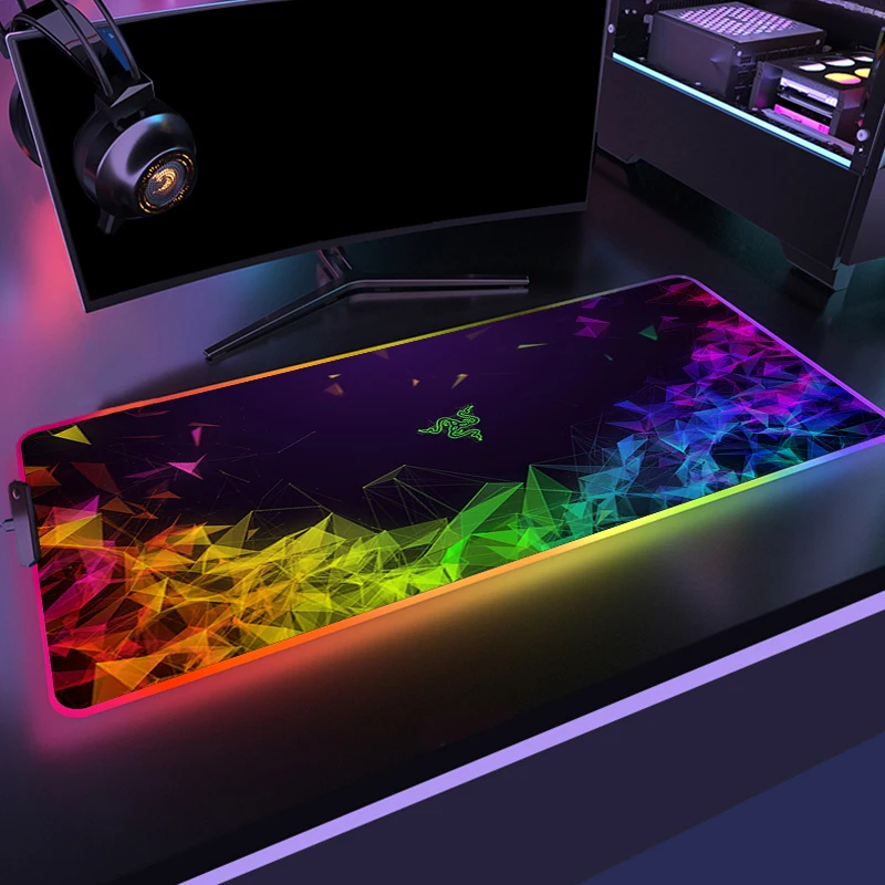 

Razer Logo RGB Gaming Mouse Pad Gamer RGB Backlit Mause Large Anime Mousepad XXL For Desk Keyboard Rug LED Mat 7 colour Carpet