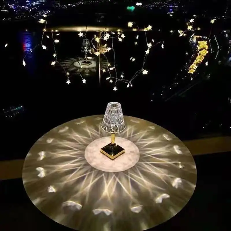 

2021 new Glass Table Lamp Protection Eyes Charging Smart Touch Switch Bedside Lamps Transparent Crystal Creative Table Light
