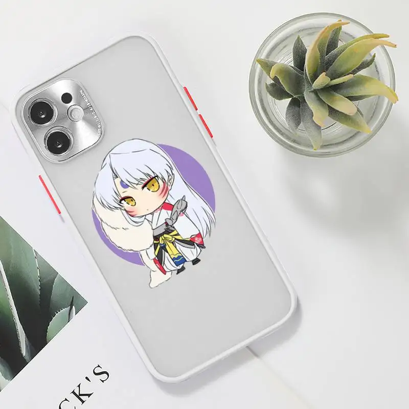 

Anime InuYasha Phone Case For iPhone 12 11 Mini Pro XR XS Max 7 8 Plus X Matte transparent White Back Cover